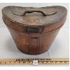 Image 1 : ANTIQUE LEATHER HAT BOX - MARKED NORTH BAY ONTARIO