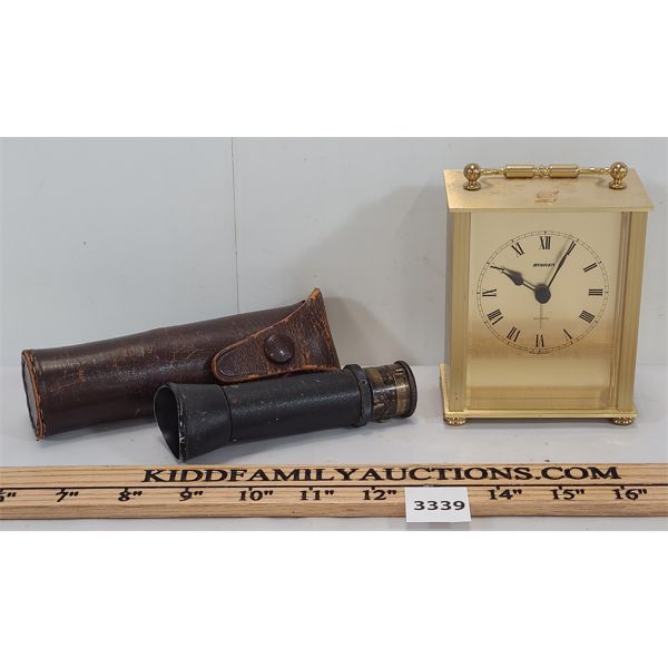 LOT OF 2 - STAIGER BRASS QUARTZ CLOCK & JUSTOPHOT INSTOSCOPE LIGHT