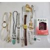 Image 1 : LOT OF 12 - WRIST WATCHES, NECKLACES, OWL TRINKET BOX, ETC. 