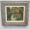 Image 1 : FRAMED OIL ON BOARD - REFLECTION OF TREES IN WATER BY RODOLPHE DUGUAY