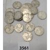 Image 1 : LOT OF 20 - CDN SILVER 25 CENT PCS - PRE 1967