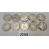 Image 2 : LOT OF 10 - CDN SILVER 25 CENT PCS - PRE 1967