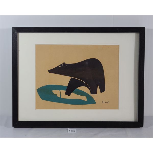 Inuit Abstract ABSTRACT INUIT FRAMED ACRYLIC ON BOARD - SIGNED - UNKNOWN ARTIST - Kidd ...