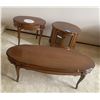 Image 1 : 3 Piece Set - Wood Coffee Table, End Table w Drawer & Round Console Table w Storage