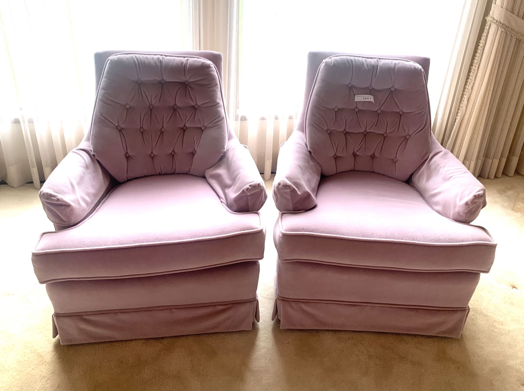 Muave Rocking Chair FDY Furniture - Pair of Mauve Velour Upholstered Swivel Chairs - Beck ...