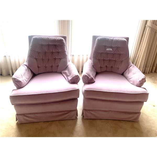 FDY Furniture - Pair of Mauve Velour Upholstered Swivel Chairs