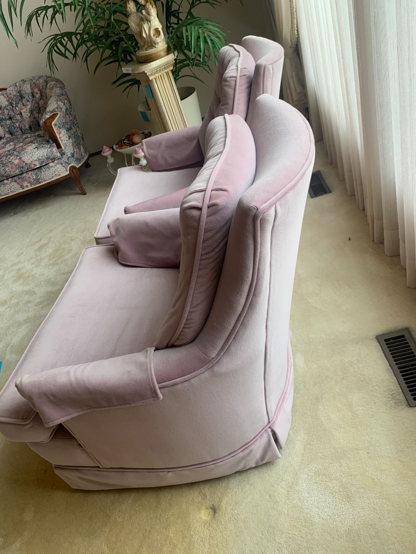Muave Rocking Chair FDY Furniture - Pair of Mauve Velour Upholstered Swivel Chairs - Beck ...