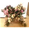 Image 1 : Pine-cone Arrangement in Basket, Silk Floral Arrangement in Ceramic Grape Bowl, Pink, Green & Gold S