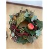 Image 7 : Ornate Marble & Brass Side Table, Crystal Fritbowl Stand w Pot Potpourri, Autumn Fruit Wreath, 3 Red