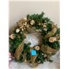 Image 2 : Lovely Blue & Pink Wreath, Asst Candles, Pink Swag, Silk Floral Arrangement in Ceramic Bowl