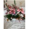 Image 4 : Lovely Blue & Pink Wreath, Asst Candles, Pink Swag, Silk Floral Arrangement in Ceramic Bowl