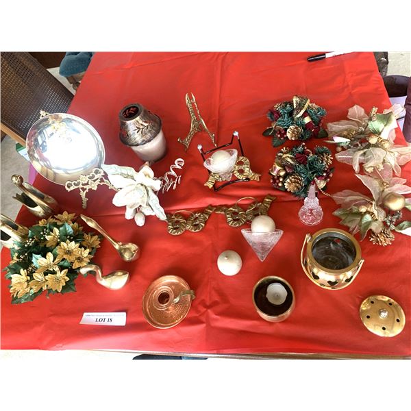 Brass wear -  Swans 2 sets, tealight pot, wall sconce (3), 2 stands, brass plate silk mini sets,  co