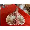 Image 4 : Porcelain flower basket made in Italy, Radnar rose bowl, 7 porcelain roses, and heart ornament, all 