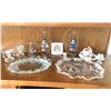 Image 1 : Christmas serving dishes Antique crystal candle stick holders Poinsettia 2 serving lunch plate tea s
