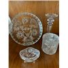 Image 3 : Glassware 9 pieces including crystal footed candy dish and covered dish and beautiful candle stick