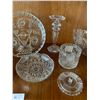 Image 4 : Glassware 9 pieces including crystal footed candy dish and covered dish and beautiful candle stick