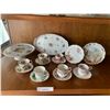 Image 1 : China teacup and saucers with china cake plate , serving dish, and 25th year celebration plate of Ol