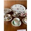 Image 5 : China teacup and saucers with china cake plate , serving dish, and 25th year celebration plate of Ol