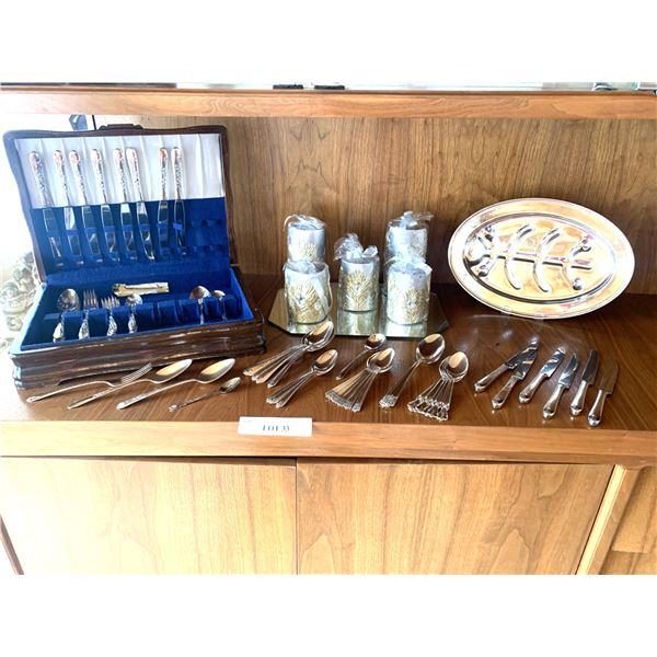 Stunning Candle set, meat platter and silver plated cutlery - 8 piece setting and 6 piece setting