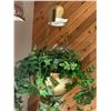 Image 3 : Lighted Brass Hanging plant holder with silk Plant