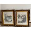 Image 1 : Pair of Stunning signed water colour by F. Massa in gold and wood toned frames