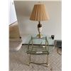 Image 1 : Brass and Glass End Table and mirror  25"Wx29"L x 20 1/4" H