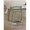 Image 3 : Brass and Glass End Table and mirror  25"Wx29"L x 20 1/4" H