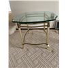 Image 4 : Brass and Glass End Table and mirror  25"Wx29"L x 20 1/4" H
