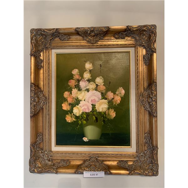 Stunning Oil Painting in large gold guild frame with ornate inlay