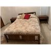 Image 1 : Queen Bed-frame with Mattress (optional) and side tables 22"L x 14"D x21 3/4" H by Vic-Art solid Wal