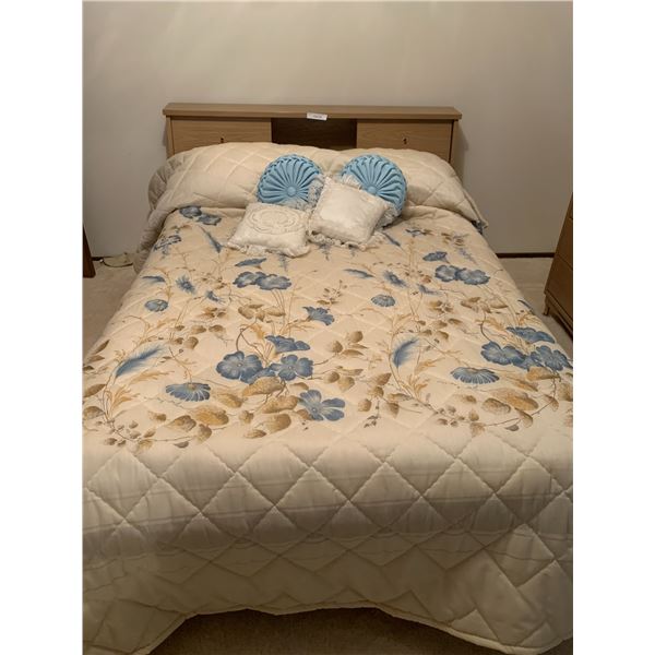 Solid Mahogany wood with Laminate finish Double Bedroom Set with Headboard storage, smaller Highboy,