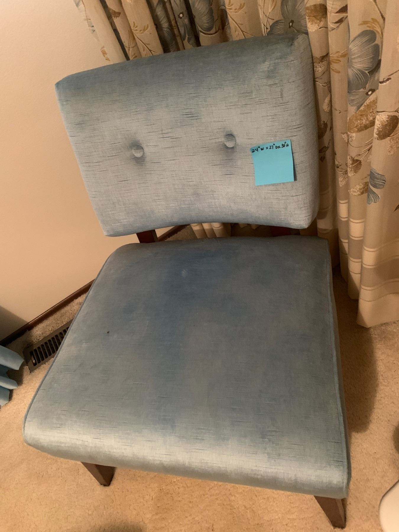 Humpty Chair Light Blue Velvet Chair with Dark wood legs and Humpty Dumpty Doll ...