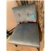 Image 2 : Light Blue Velvet Chair with Dark wood legs and Humpty Dumpty Doll
