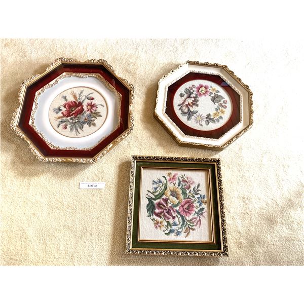 3 Pettipoint Framed pictures