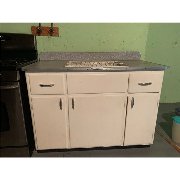 1960's solid wood Wash Stand, with sink , 50" wide x26" D, 40"H includes small back-splash