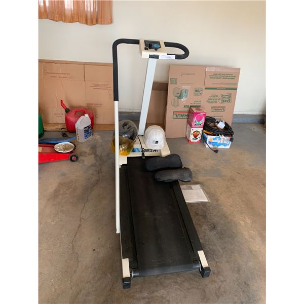 treadmill (working) and collapses to fit under bed  Snow machine helmet, gloves, hard hat