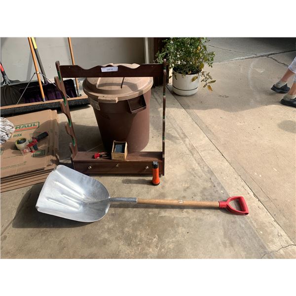 Gun Rack, gun supplies, flashlight,scoop shovel