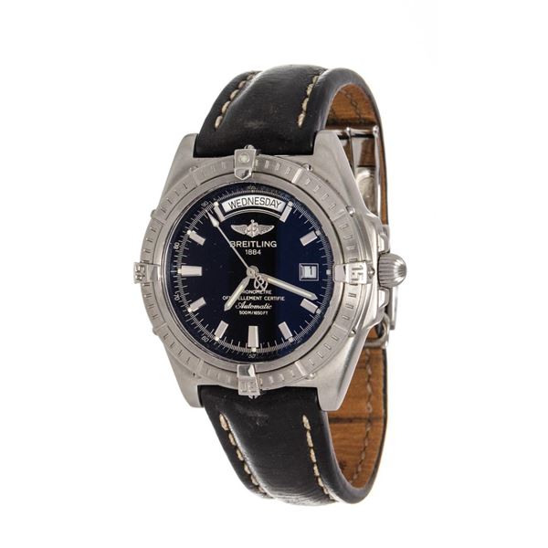 Breitling Black Leather Chronomet Watch