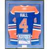 Image 1 : AUTOGRAPHED TAYLOR HALL #4 FRAMED OILERS JERSEY