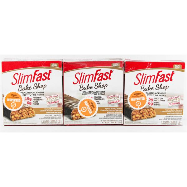 3 BXS SLIMFAST PEANUT BUTTER CARAMEL BARS MEAL REPLACEMENT