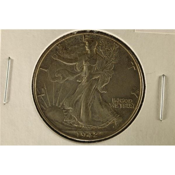 1942 SILVER WALKING LIBERTY HALF DOLLAR EF/AU