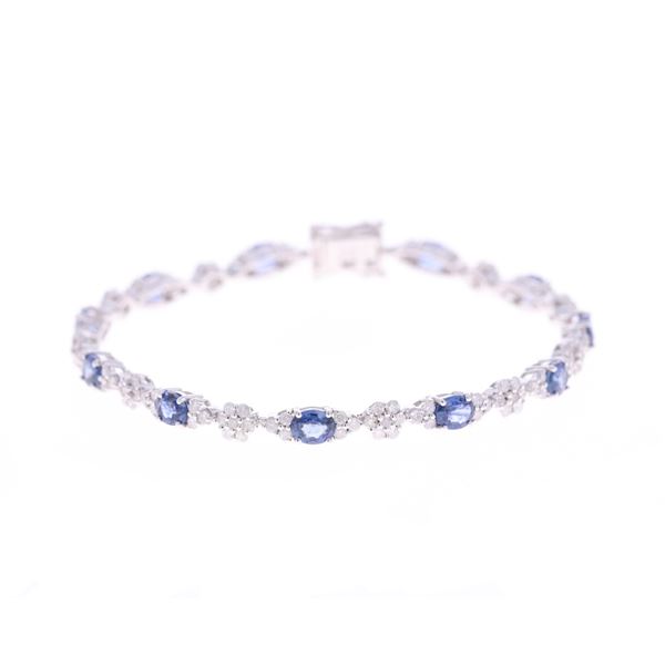 Petite Blue Sapphire Diamond & 14k Gold Bracelet