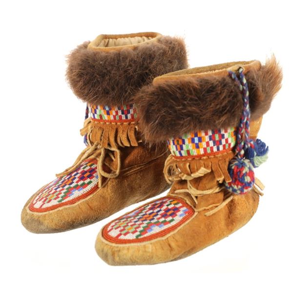 C. 1962 First Nations Beaded Moose Hide Mukluks