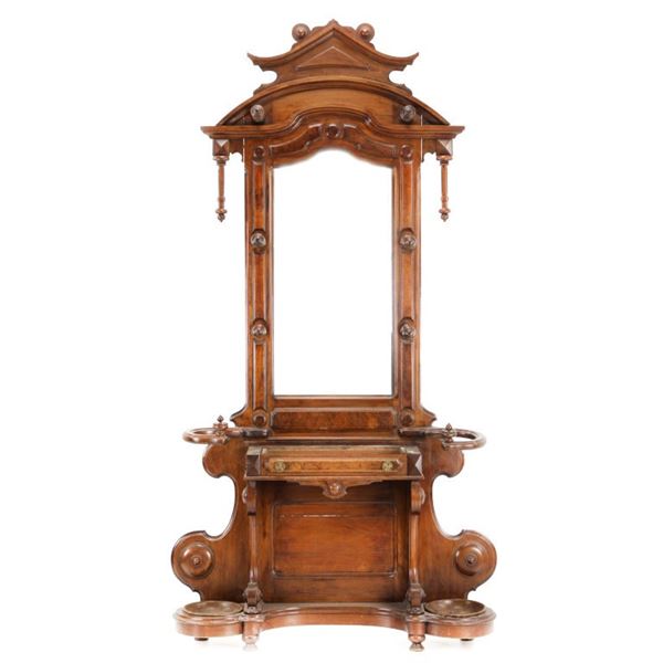 1860-1890s Rococo Style Carved Wood Hall Tree