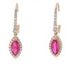 Image 2 : Dangle Ruby & Diamond 14k Yellow Gold Earrings