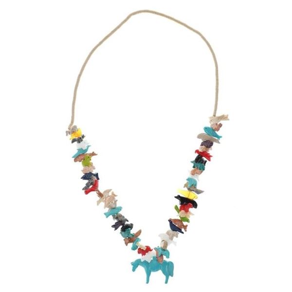 Navajo Strung Multistone Animal Fetish Necklace