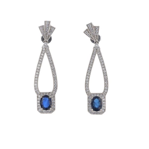Art Deco Sapphire Diamond & Platinum Earrings