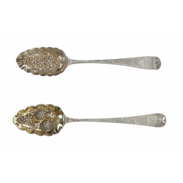 1736-1790 English Made Sterling Serving Spoons (2)