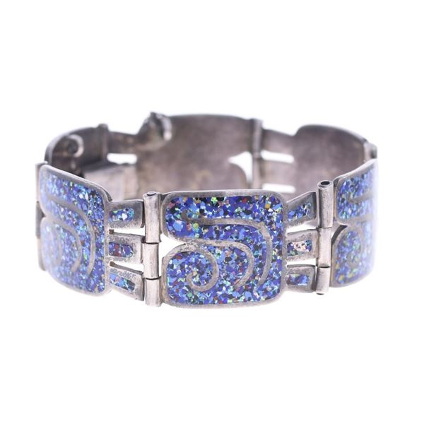 Taxco, Mexico Sterling Silver & Enamel Bracelet