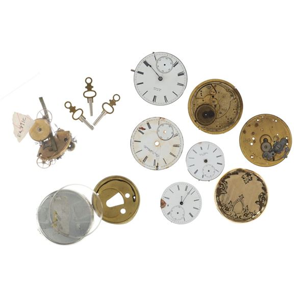 Pocket Watch Glass, Case Backing, & Mechanism